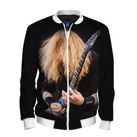 Мужской бомбер 3D с принтом Dave Mustaine в Екатеринбурге, 100% полиэстер | застегивается на молнию, по бокам два кармана без застежек, по низу бомбера и на воротнике - эластичная резинка | Тематика изображения на принте: dave | megadeth | metal | mustaine | rattlehead | rock | thrash | vic | дейв | мастейн | мегадет | метал | рок | треш