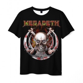 Мужская футболка 3D с принтом Megadeth в Екатеринбурге, 100% полиэфир | прямой крой, круглый вырез горловины, длина до линии бедер | 