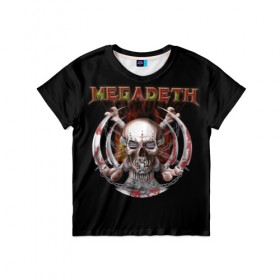 Детская футболка 3D с принтом Megadeth в Екатеринбурге, 100% гипоаллергенный полиэфир | прямой крой, круглый вырез горловины, длина до линии бедер, чуть спущенное плечо, ткань немного тянется | 