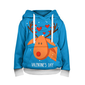 Детская толстовка 3D с принтом Влюбленный олень в Екатеринбурге, 100% полиэстер | двухслойный капюшон со шнурком для регулировки, мягкие манжеты на рукавах и по низу толстовки, спереди карман-кенгуру с мягким внутренним слоем | Тематика изображения на принте: 14 | 14 february | animal | garland | hart | head | heart | holiday | horns | love | snow | valentines day | winter | влюбленный | гирлянда | голова | день святого валентина | животное | зима | любовь | олень | праздник | рога | сердца | снег | февраль