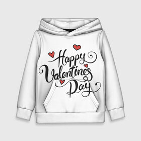 Детская толстовка 3D с принтом Happy Valentine`s Day в Екатеринбурге, 100% полиэстер | двухслойный капюшон со шнурком для регулировки, мягкие манжеты на рукавах и по низу толстовки, спереди карман-кенгуру с мягким внутренним слоем | 