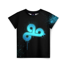 Детская футболка 3D с принтом cs:go - Cloud 9 (Black collection) в Екатеринбурге, 100% гипоаллергенный полиэфир | прямой крой, круглый вырез горловины, длина до линии бедер, чуть спущенное плечо, ткань немного тянется | Тематика изображения на принте: cloud9 | cs | csgo | го | кс