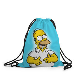 Рюкзак-мешок 3D с принтом Гомер в Екатеринбурге, 100% полиэстер | плотность ткани — 200 г/м2, размер — 35 х 45 см; лямки — толстые шнурки, застежка на шнуровке, без карманов и подкладки | gomer | желтый | мультик | симпсон