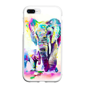 Чехол для iPhone 7Plus/8 Plus матовый с принтом Слоны в Екатеринбурге, Силикон | Область печати: задняя сторона чехла, без боковых панелей | animal | art | bright | child | color | elephants | family | mother | rainbow | spectrum | животные | искусство | мама | радуга | ребенок | семья | слоны | спектр | цвета | яркие