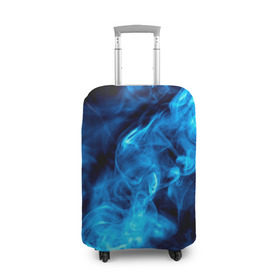 Чехол для чемодана 3D с принтом Smoke в Екатеринбурге, 86% полиэфир, 14% спандекс | двустороннее нанесение принта, прорези для ручек и колес | дым | огонь | пламя | синий