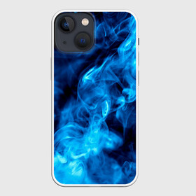 Чехол для iPhone 13 mini с принтом Smoke в Екатеринбурге,  |  | дым | огонь | пламя | синий
