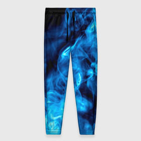 Женские брюки 3D с принтом Smoke в Екатеринбурге, полиэстер 100% | прямой крой, два кармана без застежек по бокам, с мягкой трикотажной резинкой на поясе и по низу штанин. В поясе для дополнительного комфорта — широкие завязки | дым | огонь | пламя | синий