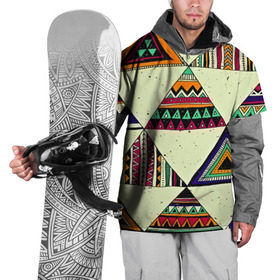 Накидка на куртку 3D с принтом Индейские мотивы в Екатеринбурге, 100% полиэстер |  | геометрия | орнамент | треугольники