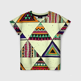 Детская футболка 3D с принтом Индейские мотивы в Екатеринбурге, 100% гипоаллергенный полиэфир | прямой крой, круглый вырез горловины, длина до линии бедер, чуть спущенное плечо, ткань немного тянется | геометрия | орнамент | треугольники
