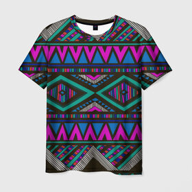 Мужская футболка 3D с принтом Индийский узор в Екатеринбурге, 100% полиэфир | прямой крой, круглый вырез горловины, длина до линии бедер | геометрия | орнамент | разноцветный
