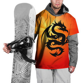Накидка на куртку 3D с принтом Дракон в Екатеринбурге, 100% полиэстер |  | дракон | китай | крылья | огонь | ящерица