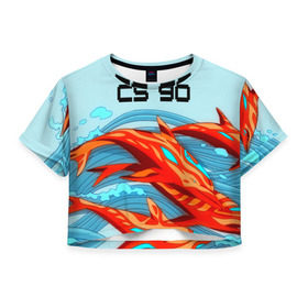 Женская футболка 3D укороченная с принтом CS GO: Aquamarine Revenge в Екатеринбурге, 100% полиэстер | круглая горловина, длина футболки до линии талии, рукава с отворотами | cs go | global offensive | контр страйк аквамарин | шутер