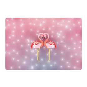 Магнитный плакат 3Х2 с принтом Влюбленные фламинго в Екатеринбурге, Полимерный материал с магнитным слоем | 6 деталей размером 9*9 см | Тематика изображения на принте: 14 февраля | день всех влюбленных | любовь | птицы | фламинго