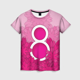 Женская футболка 3D с принтом 8 марта в Екатеринбурге, 100% полиэфир ( синтетическое хлопкоподобное полотно) | прямой крой, круглый вырез горловины, длина до линии бедер | 8 марта | подарок бабушке | подарок жене | подарок маме | подарок на 8 марта