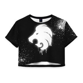 Женская футболка 3D укороченная с принтом cs:go - North team (Black collection) в Екатеринбурге, 100% полиэстер | круглая горловина, длина футболки до линии талии, рукава с отворотами | csgo | north | ксго | норт