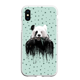 Чехол для iPhone XS Max матовый с принтом Панда-художник в Екатеринбурге, Силикон | Область печати: задняя сторона чехла, без боковых панелей | Тематика изображения на принте: animal | art | artist | bear | beast | design | panda | style | арт | дизайн | животное | зверь | кисть | краски | медведь | панда | стиль | художник