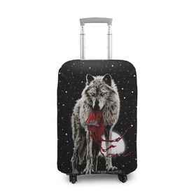 Чехол для чемодана 3D с принтом Серый волк в Екатеринбурге, 86% полиэфир, 14% спандекс | двустороннее нанесение принта, прорези для ручек и колес | angry | animal | beast | heaven | moon | night | rage | sky | star | wild | wolf | волк | дикий | животное | звезды | зверь | злость | красная шапочка | луна | небеса | небо | ночь | сказка | ярость