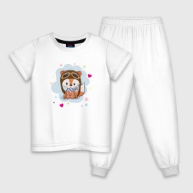 Детская пижама хлопок с принтом Лисёнок-пилот в Екатеринбурге, 100% хлопок |  брюки и футболка прямого кроя, без карманов, на брюках мягкая резинка на поясе и по низу штанин
 | животные