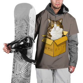 Накидка на куртку 3D с принтом Maru в Екатеринбурге, 100% полиэстер |  | cat | maru | коробка | кот в коробке | кот мару | котейка | кошка | мару | прикол