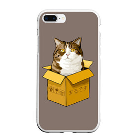 Чехол для iPhone 7Plus/8 Plus матовый с принтом Maru в Екатеринбурге, Силикон | Область печати: задняя сторона чехла, без боковых панелей | cat | maru | коробка | кот в коробке | кот мару | котейка | кошка | мару | прикол