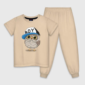 Детская пижама хлопок с принтом Совёнок в Екатеринбурге, 100% хлопок |  брюки и футболка прямого кроя, без карманов, на брюках мягкая резинка на поясе и по низу штанин
 | Тематика изображения на принте: птицы