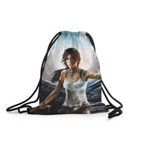 Рюкзак-мешок 3D с принтом Tomb Raider в Екатеринбурге, 100% полиэстер | плотность ткани — 200 г/м2, размер — 35 х 45 см; лямки — толстые шнурки, застежка на шнуровке, без карманов и подкладки | 