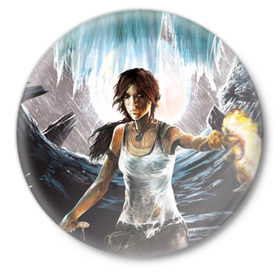 Значок с принтом Tomb Raider в Екатеринбурге,  металл | круглая форма, металлическая застежка в виде булавки | Тематика изображения на принте: 