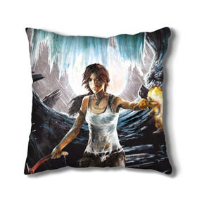 Подушка 3D с принтом Tomb Raider в Екатеринбурге, наволочка – 100% полиэстер, наполнитель – холлофайбер (легкий наполнитель, не вызывает аллергию). | состоит из подушки и наволочки. Наволочка на молнии, легко снимается для стирки | 