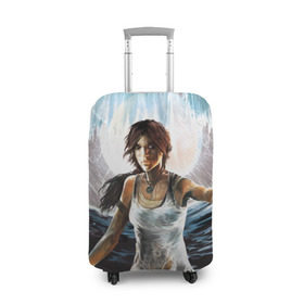 Чехол для чемодана 3D с принтом Tomb Raider в Екатеринбурге, 86% полиэфир, 14% спандекс | двустороннее нанесение принта, прорези для ручек и колес | 