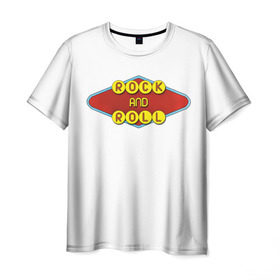 Мужская футболка 3D с принтом Rock and Roll в Екатеринбурге, 100% полиэфир | прямой крой, круглый вырез горловины, длина до линии бедер | rock | гитара | музыка | рок