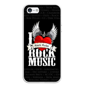 Чехол для iPhone 5/5S матовый с принтом Rock Rules в Екатеринбурге, Силикон | Область печати: задняя сторона чехла, без боковых панелей | rock | гитара | музыка | рок