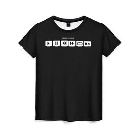 Женская футболка 3D с принтом Music is Life в Екатеринбурге, 100% полиэфир ( синтетическое хлопкоподобное полотно) | прямой крой, круглый вырез горловины, длина до линии бедер | rock | гитара | музыка | рок
