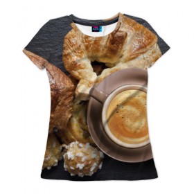 Женская футболка 3D с принтом Приятный завтрак в Екатеринбурге, 100% полиэфир ( синтетическое хлопкоподобное полотно) | прямой крой, круглый вырез горловины, длина до линии бедер | 