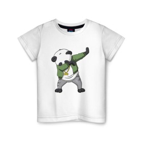 Детская футболка хлопок с принтом Panda dab в Екатеринбурге, 100% хлопок | круглый вырез горловины, полуприлегающий силуэт, длина до линии бедер | dab | dab n dance | panda dab | панда