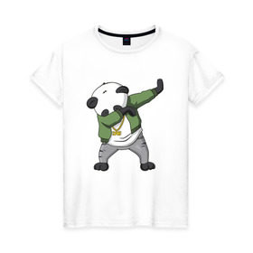 Женская футболка хлопок с принтом Panda dab в Екатеринбурге, 100% хлопок | прямой крой, круглый вырез горловины, длина до линии бедер, слегка спущенное плечо | dab | dab n dance | panda dab | панда