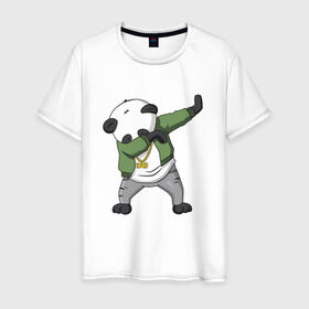 Мужская футболка хлопок с принтом Panda dab в Екатеринбурге, 100% хлопок | прямой крой, круглый вырез горловины, длина до линии бедер, слегка спущенное плечо. | dab | dab n dance | panda dab | панда