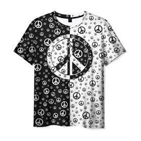 Мужская футболка 3D с принтом Peace Symbol в Екатеринбурге, 100% полиэфир | прямой крой, круглый вырез горловины, длина до линии бедер | love | peace | symbol | знак | любовь | мир | пацифик | пацифика | сигнал | символ | хиппи