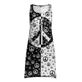 Платье-майка 3D с принтом Peace Symbol в Екатеринбурге, 100% полиэстер | полуприлегающий силуэт, широкие бретели, круглый вырез горловины, удлиненный подол сзади. | love | peace | symbol | знак | любовь | мир | пацифик | пацифика | сигнал | символ | хиппи