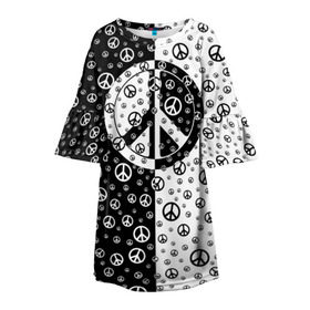 Детское платье 3D с принтом Peace Symbol в Екатеринбурге, 100% полиэстер | прямой силуэт, чуть расширенный к низу. Круглая горловина, на рукавах — воланы | Тематика изображения на принте: love | peace | symbol | знак | любовь | мир | пацифик | пацифика | сигнал | символ | хиппи