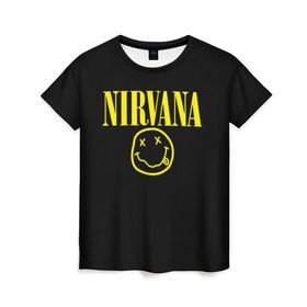 Женская футболка 3D с принтом Nirvana в Екатеринбурге, 100% полиэфир ( синтетическое хлопкоподобное полотно) | прямой крой, круглый вырез горловины, длина до линии бедер | curt | nirvana | кобейн | курт | нирвана