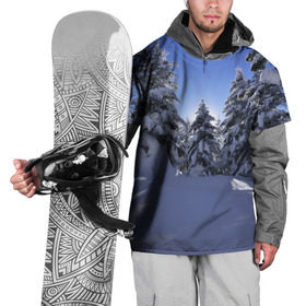 Накидка на куртку 3D с принтом Зимний лес в Екатеринбурге, 100% полиэстер |  | времена года | ель | зима | леса | лучи света | природа | снег