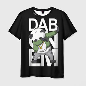 Мужская футболка 3D с принтом Panda dab в Екатеринбурге, 100% полиэфир | прямой крой, круглый вырез горловины, длина до линии бедер | Тематика изображения на принте: dab | dab n dance | dab on em | panda dab | дэб