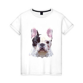 Женская футболка хлопок с принтом Низкополигональный пёс в Екатеринбурге, 100% хлопок | прямой крой, круглый вырез горловины, длина до линии бедер, слегка спущенное плечо | пес | полигон | французский бульдог