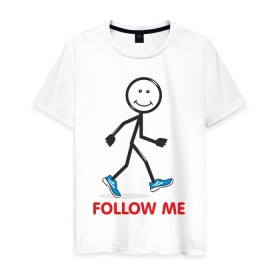 Мужская футболка хлопок с принтом Follow me в Екатеринбурге, 100% хлопок | прямой крой, круглый вырез горловины, длина до линии бедер, слегка спущенное плечо. | 