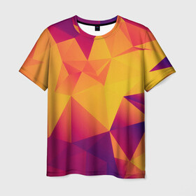 Мужская футболка 3D с принтом Абстракция в Екатеринбурге, 100% полиэфир | прямой крой, круглый вырез горловины, длина до линии бедер | абстракция | бумага | геометрия | грани | изгиб | линии | оптические | полигоны | полосы | постель | розовый | сочетания | текстура | треугольники