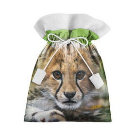 Подарочный 3D мешок с принтом Котёнок гепарда в Екатеринбурге, 100% полиэстер | Размер: 29*39 см | Тематика изображения на принте: гепард | дикая кошка | котёнок | кошка | лев | природа | тигр | хищник | ягуар