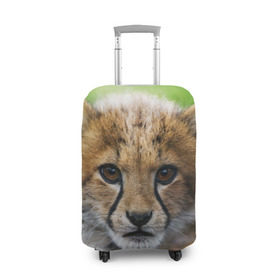 Чехол для чемодана 3D с принтом Котёнок гепарда в Екатеринбурге, 86% полиэфир, 14% спандекс | двустороннее нанесение принта, прорези для ручек и колес | гепард | дикая кошка | котёнок | кошка | лев | природа | тигр | хищник | ягуар