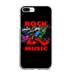 Чехол для iPhone 7Plus/8 Plus матовый с принтом Rock music в Екатеринбурге, Силикон | Область печати: задняя сторона чехла, без боковых панелей | Тематика изображения на принте: гитара | музыка | рок | рокер | электрогитара