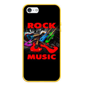Чехол для iPhone 5/5S матовый с принтом Rock music в Екатеринбурге, Силикон | Область печати: задняя сторона чехла, без боковых панелей | Тематика изображения на принте: гитара | музыка | рок | рокер | электрогитара