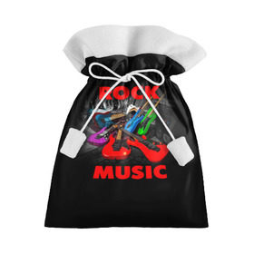 Подарочный 3D мешок с принтом Rock music в Екатеринбурге, 100% полиэстер | Размер: 29*39 см | Тематика изображения на принте: гитара | музыка | рок | рокер | электрогитара